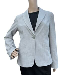 Worthington Stretch Gray Blazer, Size 8, One-Button Padded Shoulder Jacket